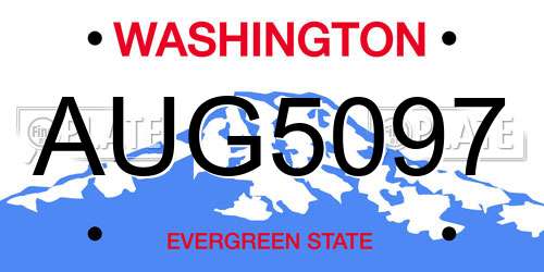AUG5097 Washington License Plate