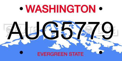 AUG5779 Washington License Plate