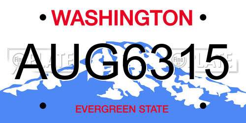 AUG6315 Washington License Plate