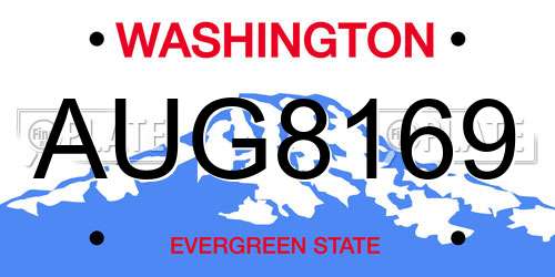 AUG8169 Washington License Plate