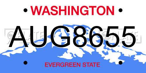 AUG8655 Washington License Plate