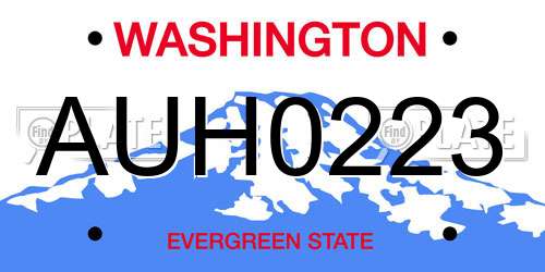 AUH0223 Washington License Plate