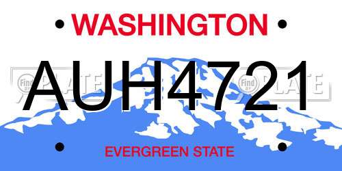 AUH4721 Washington License Plate