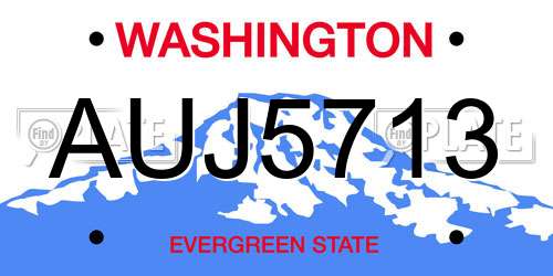 AUJ5713 Washington License Plate