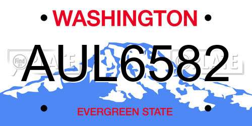 AUL6582 Washington License Plate
