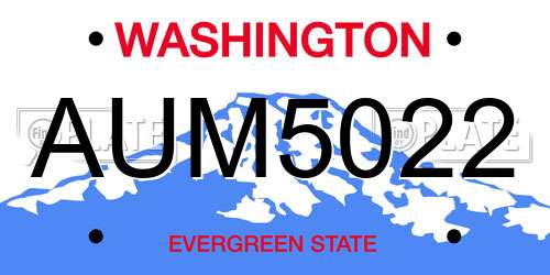AUM5022 Washington License Plate