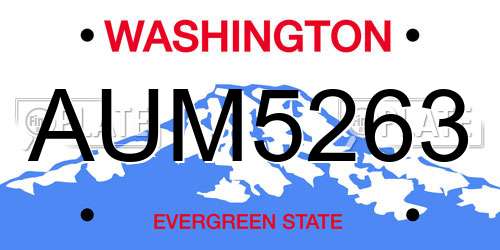 AUM5263 Washington License Plate