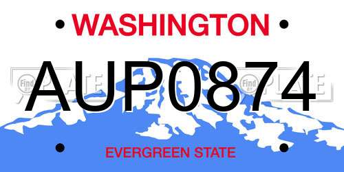 AUP0874 Washington License Plate