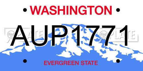 AUP1771 Washington License Plate