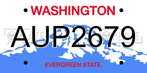 AUP2679 Washington License Plate