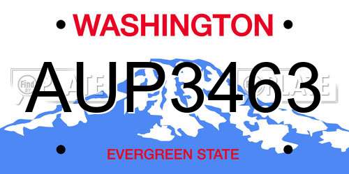 AUP3463 Washington License Plate