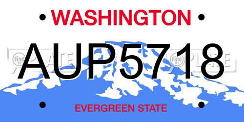AUP5718 Washington License Plate