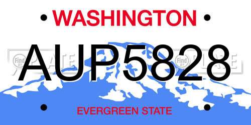 AUP5828 Washington License Plate