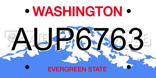 AUP6763 Washington License Plate