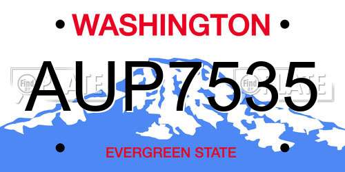 AUP7535 Washington License Plate