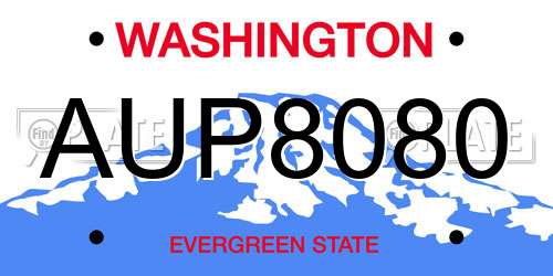 AUP8080 Washington License Plate