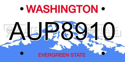 AUP8910 Washington License Plate