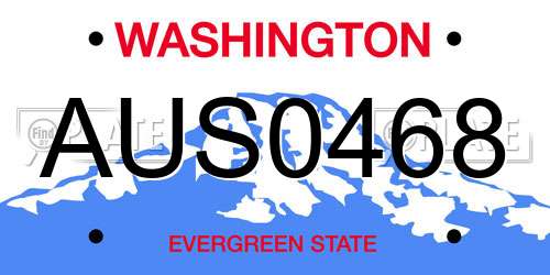 AUS0468 Washington License Plate