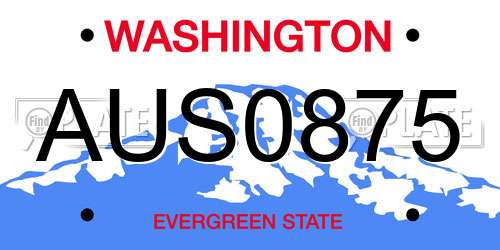 AUS0875 Washington License Plate