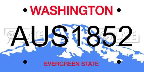 AUS1852 Washington License Plate