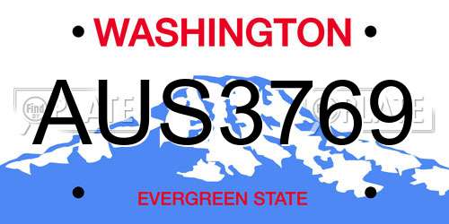 AUS3769 Washington License Plate