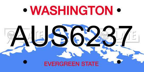 AUS6237 Washington License Plate