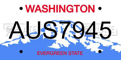 AUS7945 Washington License Plate