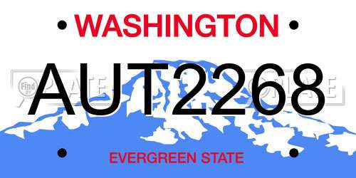 AUT2268 Washington License Plate