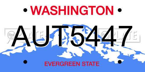 AUT5447 Washington License Plate