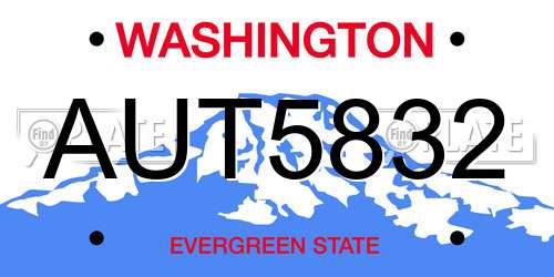 AUT5832 Washington License Plate