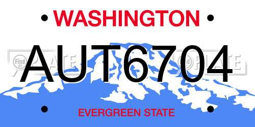 AUT6704 Washington License Plate