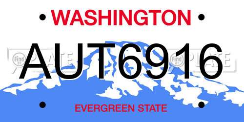 AUT6916 Washington License Plate