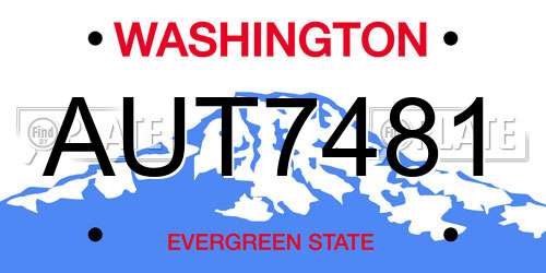 AUT7481 Washington License Plate
