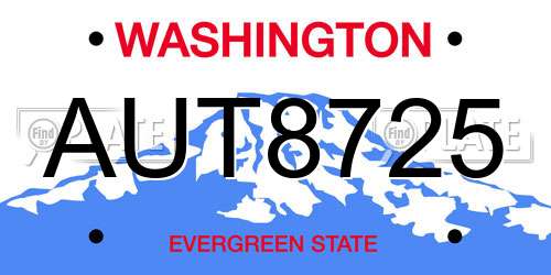 AUT8725 Washington License Plate