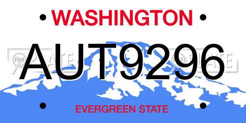 AUT9296 Washington License Plate