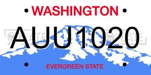 AUU1020 Washington License Plate
