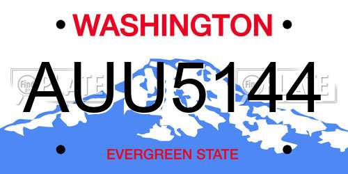 AUU5144 Washington License Plate