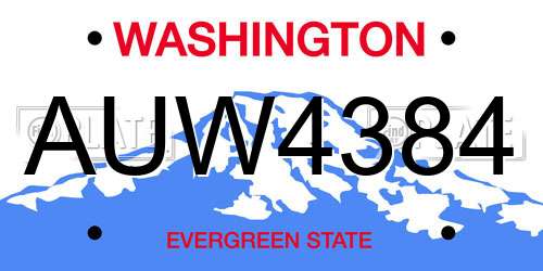AUW4384 Washington License Plate