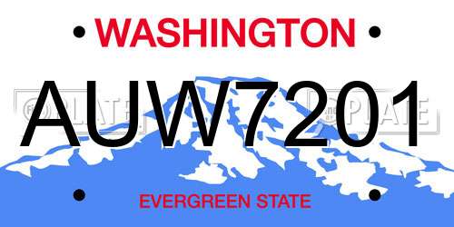 AUW7201 Washington License Plate