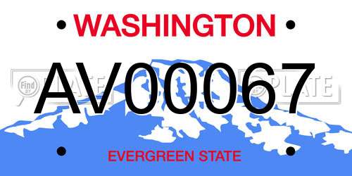 AV00067 Washington License Plate