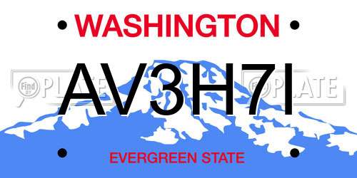 AV3H7I Washington License Plate
