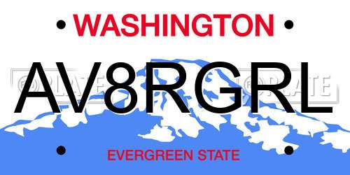 AV8RGRL Washington License Plate