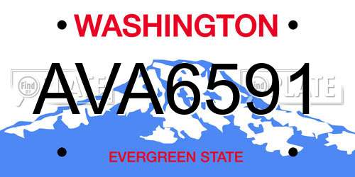 AVA6591 Washington License Plate