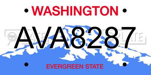 AVA8287 Washington License Plate