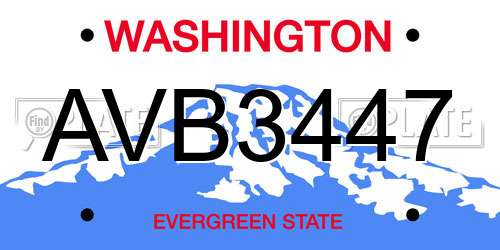 AVB3447 Washington License Plate