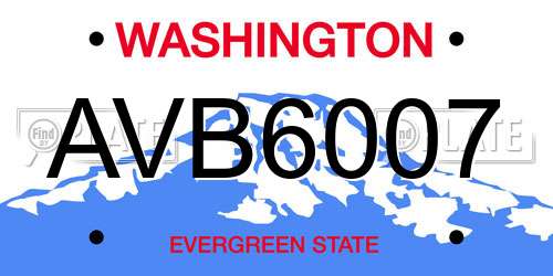 AVB6007 Washington License Plate