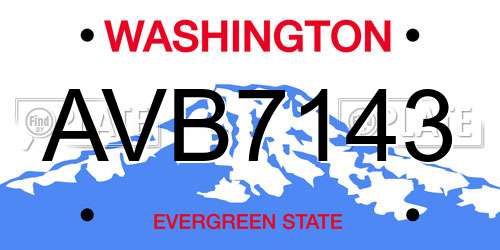AVB7143 Washington License Plate