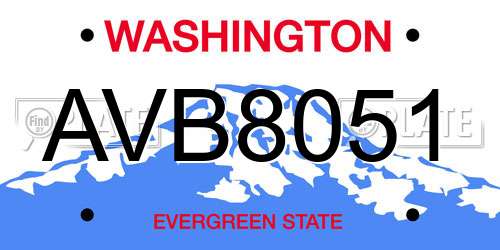 AVB8051 Washington License Plate