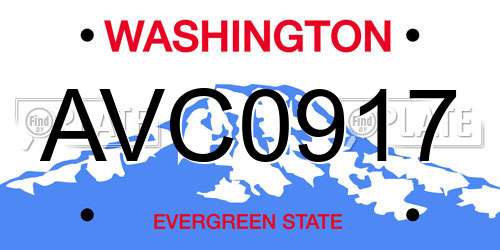 AVC0917 Washington License Plate