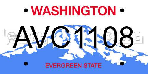AVC1108 Washington License Plate